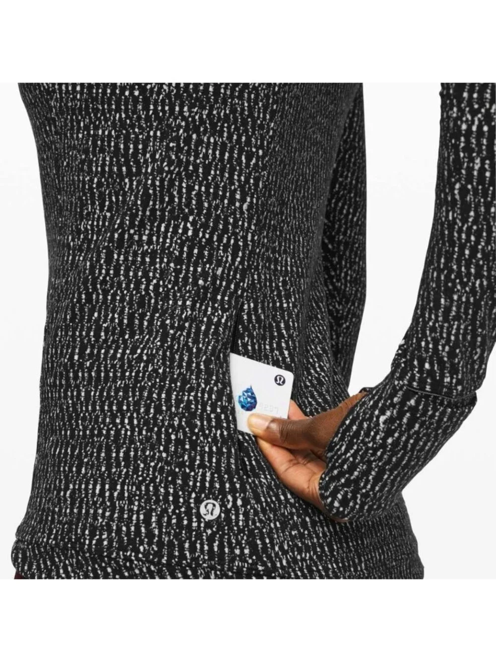 Lululemon Runderful Long Sleeve Knotted Jacquard Black White